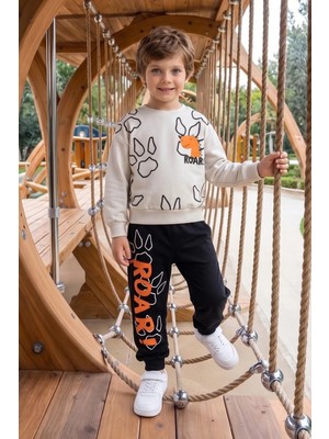 FullaModa Roar Yazı ve Dinozor Baskılı 2 Li Erkek Çocuk Takım