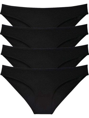 bebekokusu 4 Adet Süper Eko Set Likralı Kadın Slip Külot Siyah