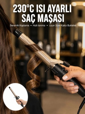 Astraltech 230 Derece Isı Ayarlı Seramik Saç Maşası 25 mm Yeni Nesil