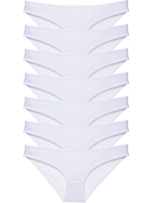 bebekokusu 7 Adet Süper Eko Set Likralı Kadın Slip Külot Beyaz