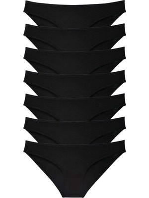 bebekokusu 7 Adet Süper Eko Set Likralı Kadın Slip Külot Siyah