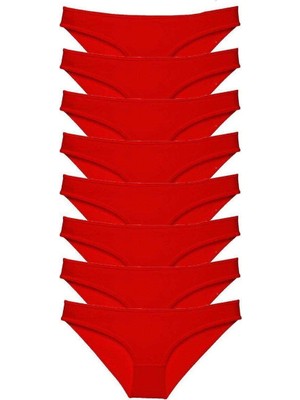 bebekokusu 8 Adet Süper Eko Set Likralı Kadın Slip Külot Kırmızı