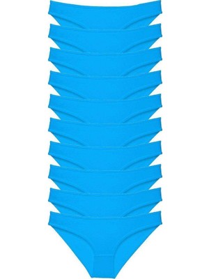 bebekokusu 10 Adet Süper Eko Set Likralı Kadın Slip Külot Mavi