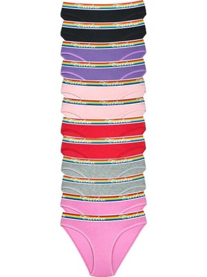bebekokusu 12 Adet Beli Renkli Lastik Pamuklu Kadın Slip Tutku Külot