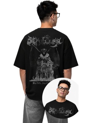 Fuddy Moda Unisex Sepultra Bestial Devastation Sırt Baskılı Tişört, Oversize Rock Band Temalı Tshirt