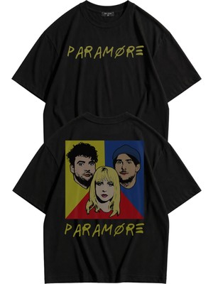 Fuddy Moda Unisex Paramore Members Sırt Baskılı Bisiklet Yaka Tişört, Oversize Rock Band Temalı Tshirt