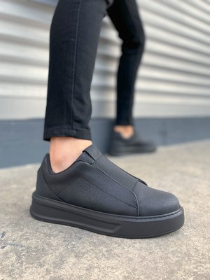 bebekokusu JY007 Alba Bağcıksız Cilt Erkek Günlük Sneaker Ayakkabı Cst Siyah