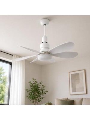 Gees Global Kumandalı LED Ampul Vantilatör 30W 1550 Lümen, E27 Sabit Duya Uyumlu Tavan Vantilatörü, 3 Işık Modu 3 Pervane Hızı, 46 cm 6 Kanatlı Sessiz Fanlı Lamba, Beyaz