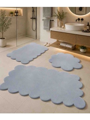 3'lü Set Kaymaz Taban Peluş Banyo Paspası Papatya(50*50) Lazer(50*60) Lazer (60*100)