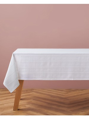 English Home Plainy Pamuk Polyester Masa Örtüsü 140X200 cm Beyaz