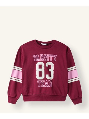 DeFacto Bisiklet Yaka Şerit Detaylı Baskılı Sweatshirt Kız Çocuk I7532A826AU