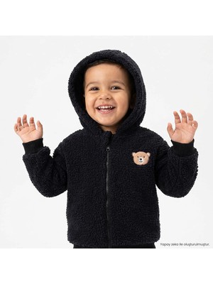 Hellobaby Erkek Bebek Welsoft Mont Hayvan Baskılı Fermuarlı Kapüşonlu Long Sleeve