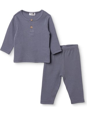 Hellobaby Erkek Bebek Sweatshirt-Alt Çıtçıtlı Bisiklet Yaka Uzun Kol Patiksiz