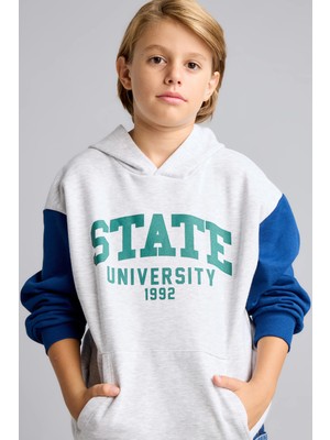 DeFacto Overshirt Fit Kapüşonlu İçi Yumuşak Tüylü Kalın Sweatshirt Erkek Çocuk I3178A826WN