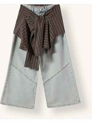 DeFacto Wide Leg Beli Bağlama Detaylı Düz Paça Jean Pantolon Kız Çocuk I5745A826AU