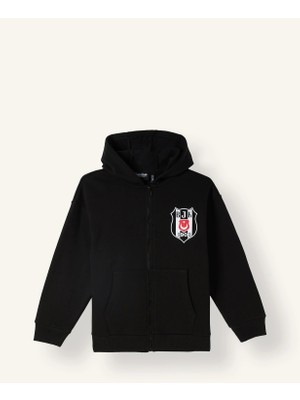 DeFacto Beşiktaş Logolu Kapüşonlu Fermuarlı Kanguru Cep Hırka Erkek Çocuk I6636A826WN