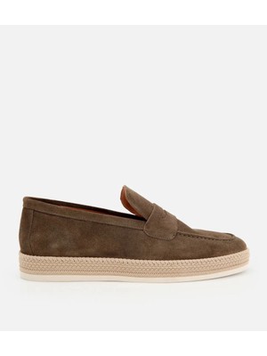 Hotiç 02AYH319490A880 ERKEK Süet Deri Haki Hasır Detaylı Günlük Loafer