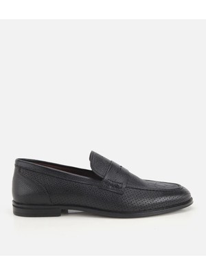 Hotiç 02AYH329690A100 ERKEK Deri Siyah Yumuşak Dokulu Baskılı Klasik Loafer