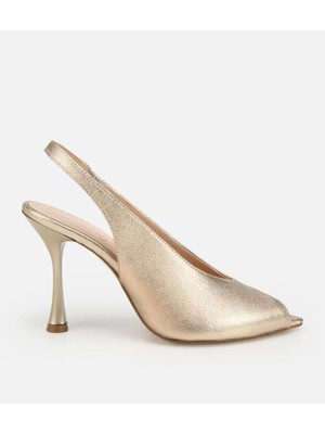 Hotiç 01SAH326650A540 KADIN Deri Gold Burnu Açık Ince Topuklu Stiletto