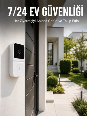 Astraltech Kablosuz Beyaz Akıllı Kapı Zili Wi-Fi Bağlantılı Hd Kameralı Ev Güvenlik Sistemi