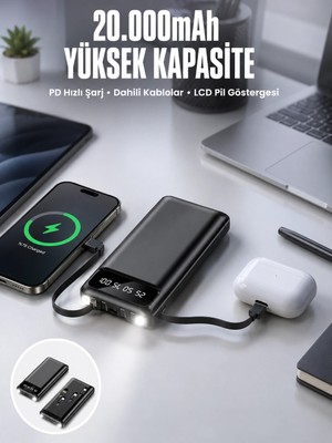 Astraltech Powerbank 20.000 Mah Dijital Göstergeli LCD Ekran Uzun Pil Ömrü Yeni Nesil