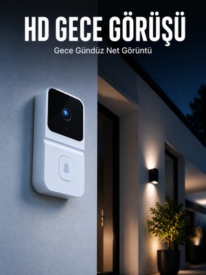 Astraltech Beyaz Akıllı Güvenlik Kapı Zili | Telefon Kontrollü Wi-Fi Görüntülü Kapı Zili