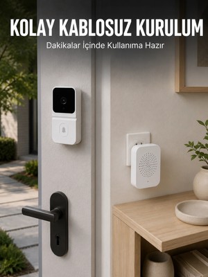 Astraltech Hd Kameralı Beyaz Görüntülü Kapı Zili Çift Yönlü Sesli Wi-Fi Akıllı Kapı Zili
