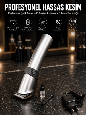Astraltech 4 Taraklı Taşınabilir Profesyonel Saç ve Sakal Kesme Tıraş Makinesi Yeni Nesil