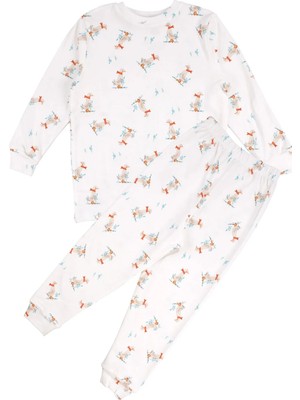 Bebegen Unisex Ekru Ördek Baskılı Pijama Takımı