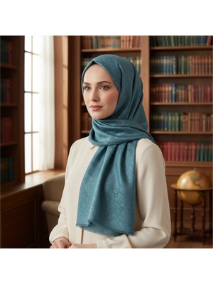 Bonjela Jakarlı Çiçek Desenli Eşarp – Hafif, Kaymaz, Modern Tesettür Eşarp 100 x 100 cm