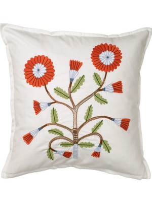 TARNA Facelıor Beyaz-Turuncu 50X50 cm Kırlent Kılıfı