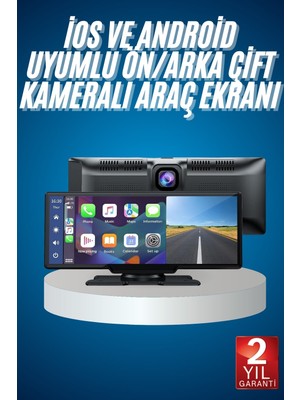 tp 4K Ultra Araç Içi Ön ve Arka Kameralı Ekran Hd 2 Kameralı Torpido Üstü Araç Multimedya - Lisinya