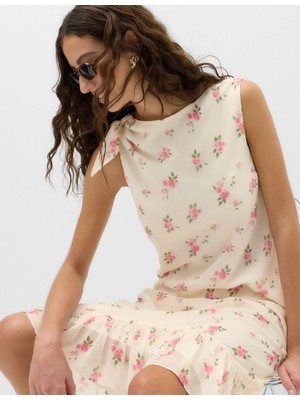 Marks & Spencer Desenli Asimetrik Düğümlü Bluz
