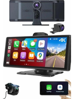 tp Android ve Ios Uyumlu Ön Arka Çift Kameralı Araç Ekranı Dokunmatik Carplay - Lisinya