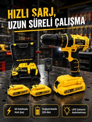 Astraltech Ev ve Atölye Için 12V Akülü Matkap | Plastik Mandren ve Metal Şanzıman