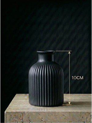 Canseb Elegance Premium - Mini Vazo - Mat Siyah - 10CM Boyunda - El Boyaması Işçilik - 10X7CM