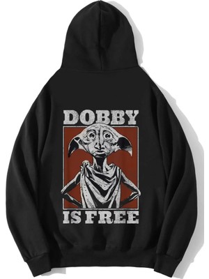 Brz Collection Unisex Oversize Dobby Is Free Hoodie Siyah