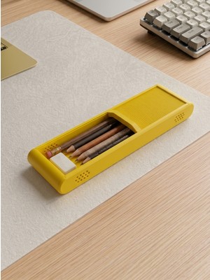 Designode Slıde Panjurlu Sürgülü Minimal Kalem Kutusu & Masaüstü Kalemlik