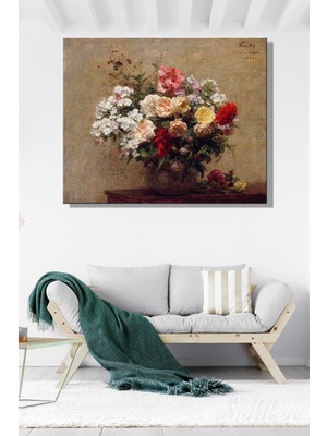 Şehber Henri Fantin-Latour'un (Summer Flowers) Isimli Eseri Yatay Kanvas Tablo Tablo 4304