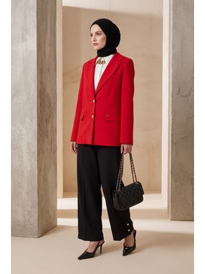Armine Trend Yandan Cepli Kemerli Paçası Çıt Çıt Detaylı Pantolon Siyah 26YT224