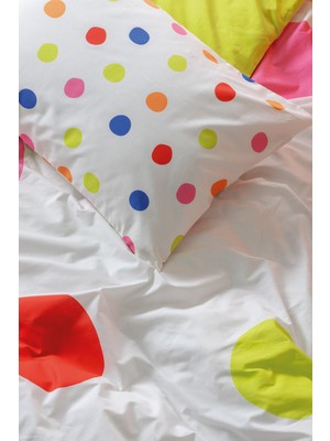 Cotton Box Modeline Çift Kişilik Nevresim Takımı Dotsy Turuncu