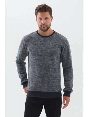 Mmetalic Erkek Bisiklet Yaka Pamuklu Basic Regular Fit Sweatshirt