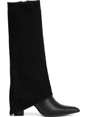 Tergan Siyah Hakiki Deri Kadın Çizme - K25K1CM68151-A23