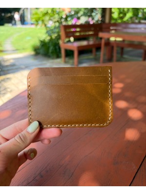 Oakco Leather Hakiki Deri Sütlü Kahve El Yapımı Minimal Kartlık