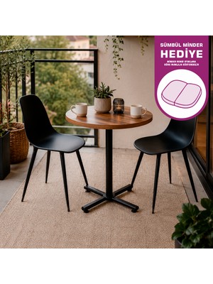 Vilinze Eames Sandalye Payas Metal Ayak Mutfak Bahçe Balkon Bistro ve Cafe Masa Takımı 70X70 cm
