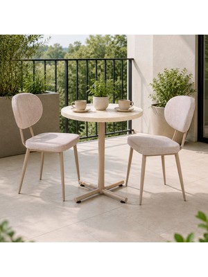 Vilinze Deniz Sandalye Payas Metal Ayak Mutfak Bahçe Balkon Bistro ve Cafe Masa Takımı 70X70 cm