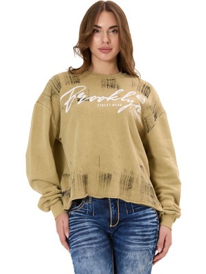 Cipo & Baxx Kadın Modern Tasarımlı Günlük Uzun Kollu Sweatshirt WL375