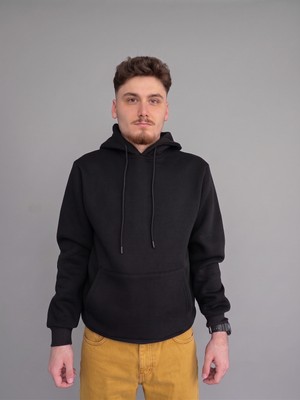 Felvino Erkek Basic Premium Kapüşonlu Şardonlu Kanguru Cepli Sweatshirt Hoodie
