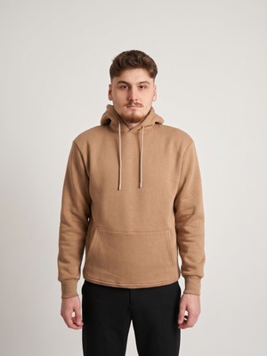 Felvino Erkek Basic Premium Kapüşonlu Şardonlu Kanguru Cepli Sweatshirt Hoodie