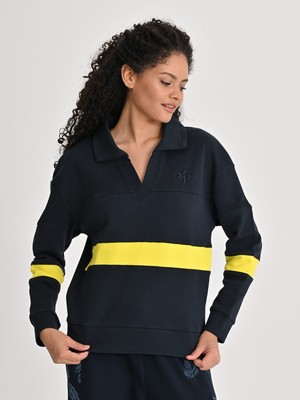 Fenerbahçe Sarı Lacivert Tribün Kadın Uzun Kollu Polo Tshirt